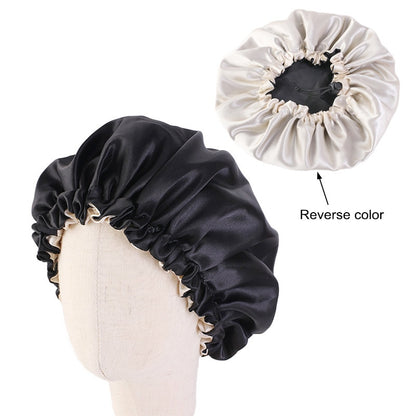 New Reversible Satin Bonnet double layer adjustable size Sleep Night Cap