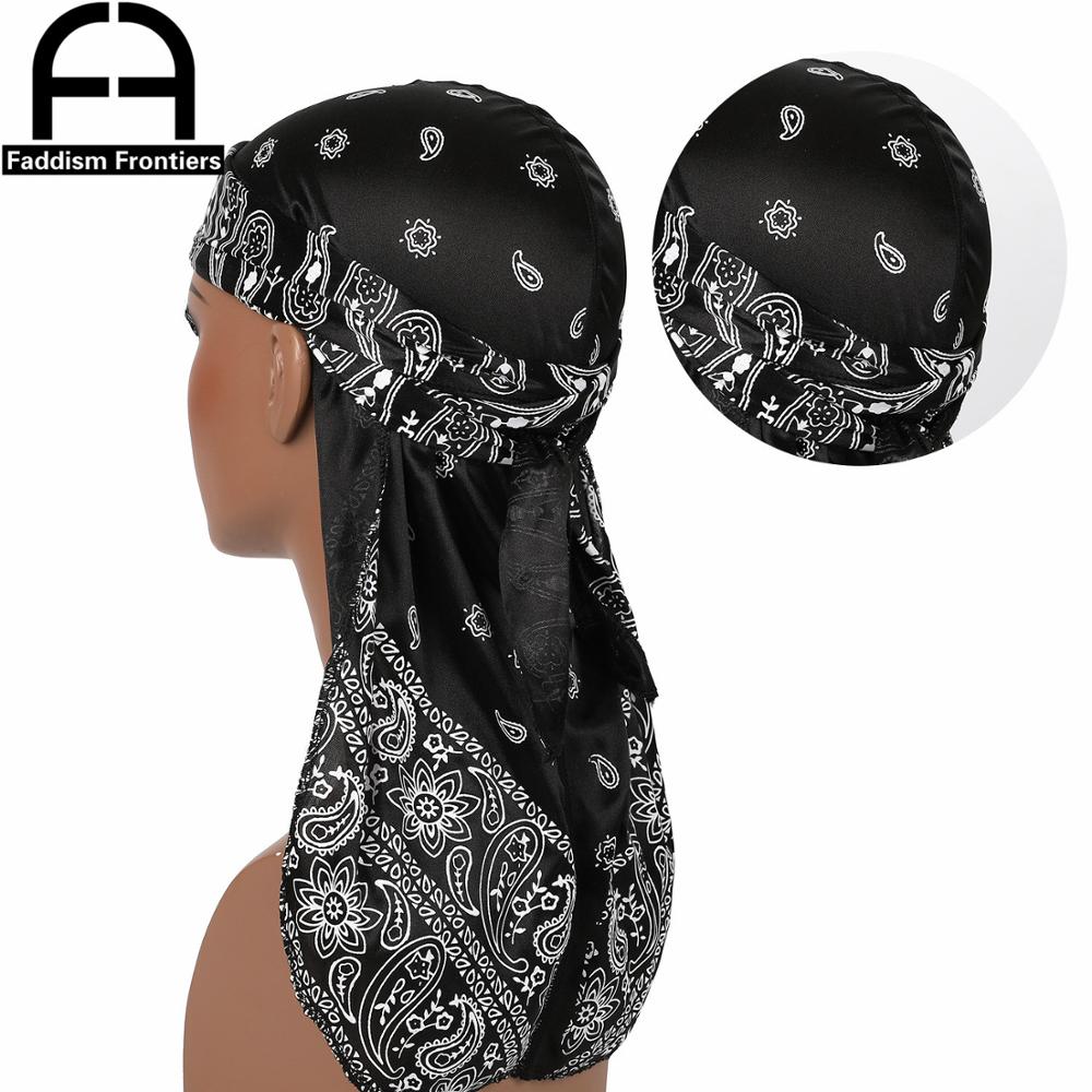 Satin Unisex Cashew Flower Long Tail Durag