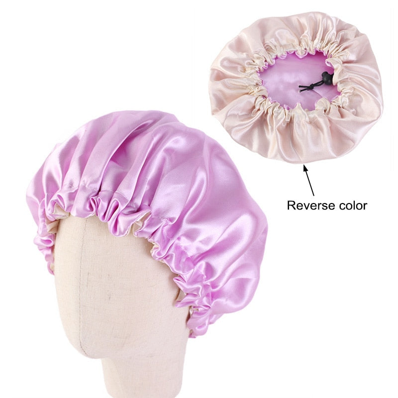 New Reversible Satin Bonnet double layer adjustable size Sleep Night Cap