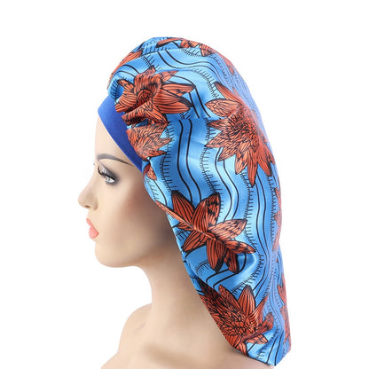 1pc Fashion Women Silk Hair Bonnet Hat Wide Elastic Band