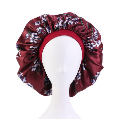 1pc Fashion Women Silk Hair Bonnet Hat Wide Elastic Band