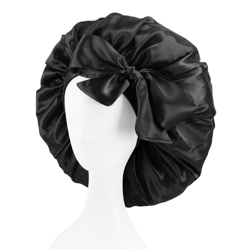 1pc Fashion Women Silk Hair Bonnet Hat Wide Elastic Band