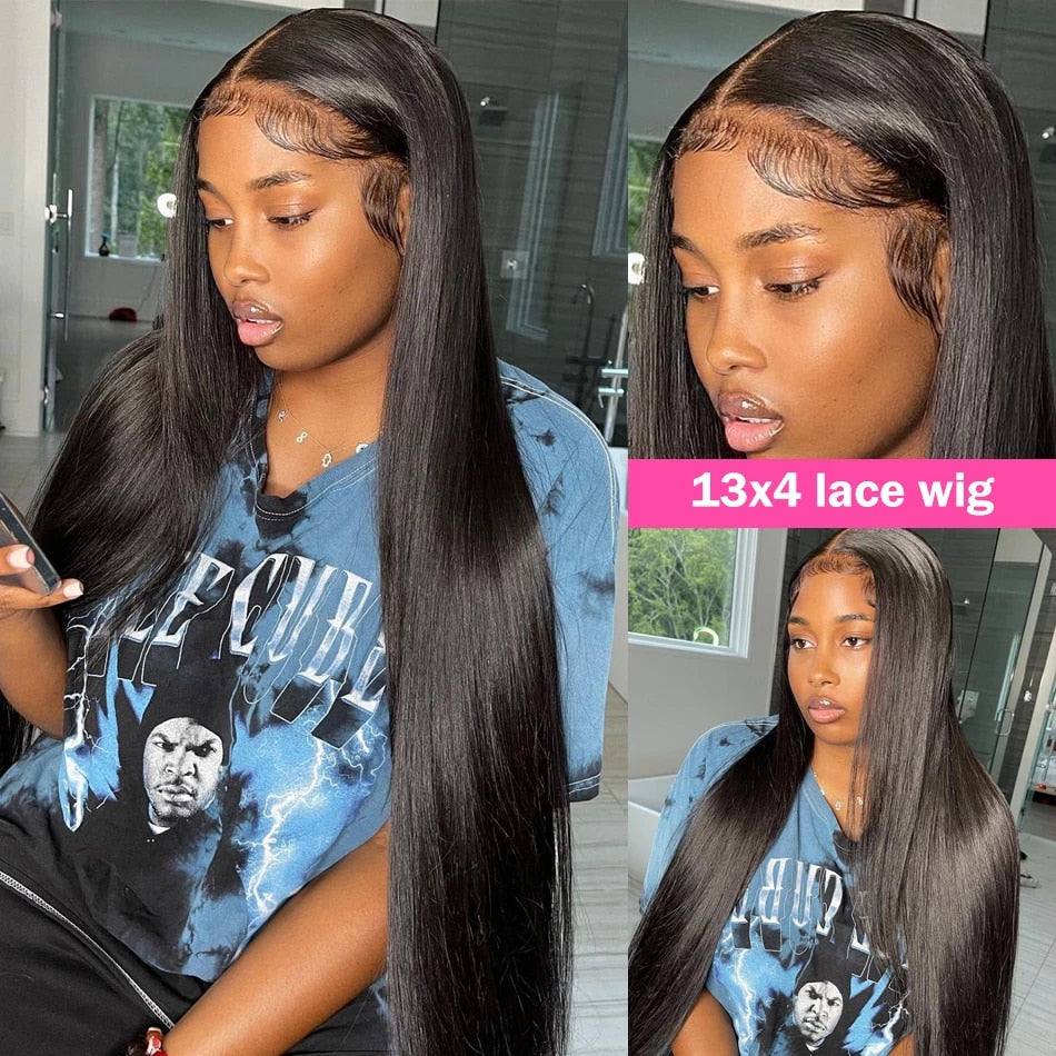 13x4 Transparent Lace 100%  Human Hair Lace Frontal Wigs