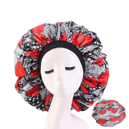 1pc Fashion Women Silk Hair Bonnet Hat Wide Elastic Band