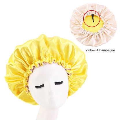 New Reversible Satin Bonnet double layer adjustable size Sleep Night Cap