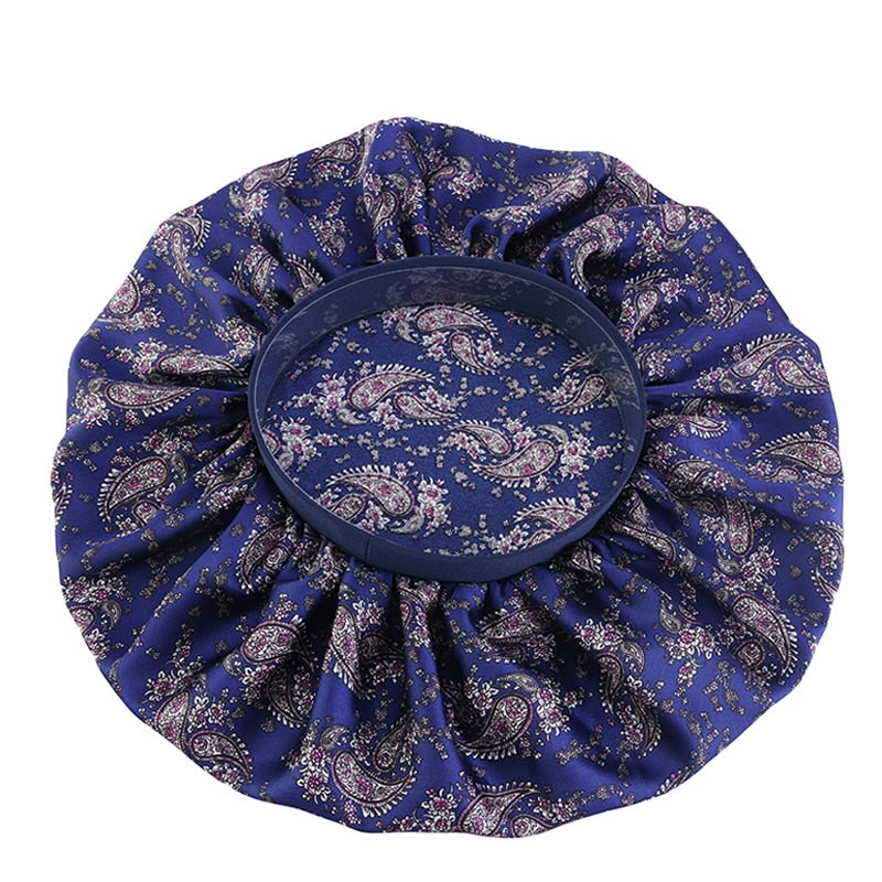 1pc Fashion Women Silk Hair Bonnet Hat Wide Elastic Band