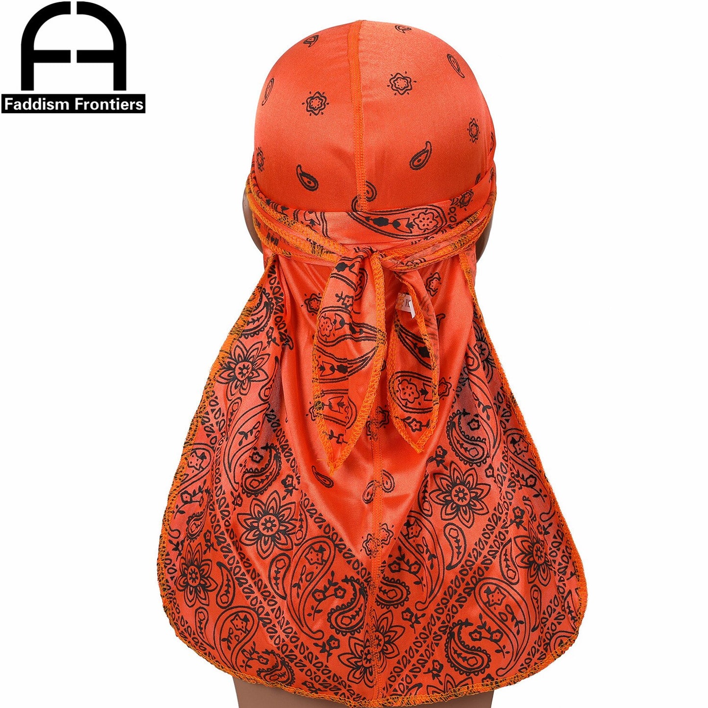 Satin Unisex Cashew Flower Long Tail Durag