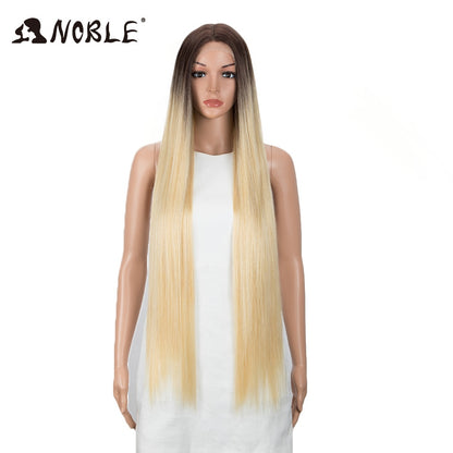 Synthetic Lace Front Wigs For Women 38 Inch Straight Wig Lace Wig Ombre Blonde Lace Wigs Cosplay Straight Lace Front Wig