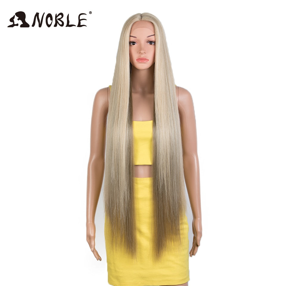 Synthetic Lace Front Wigs For Women 38 Inch Straight Wig Lace Wig Ombre Blonde Lace Wigs Cosplay Straight Lace Front Wig