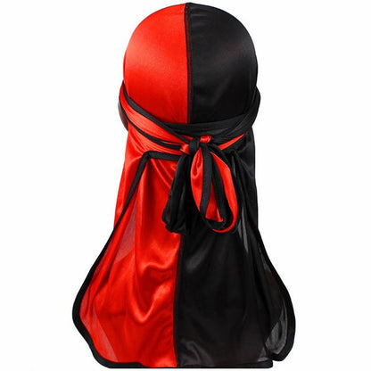 New Silky Two-Tone Durags Bandanas Turban Hat Men Women Unisex Extra Long Tail