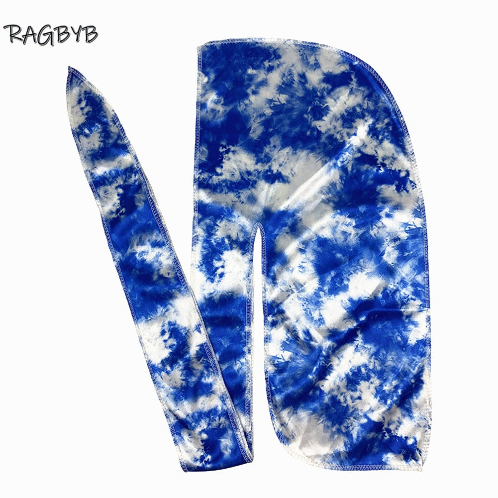 Premuim Tie Dyed Silk Durag Long Tail Men