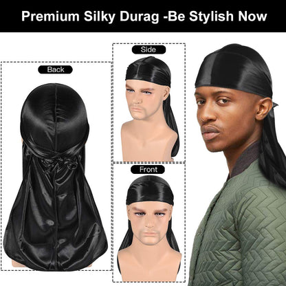 Solid Color Wave Caps With Durag for Men/Women Headwear Soft Elastic Breathable Beanie