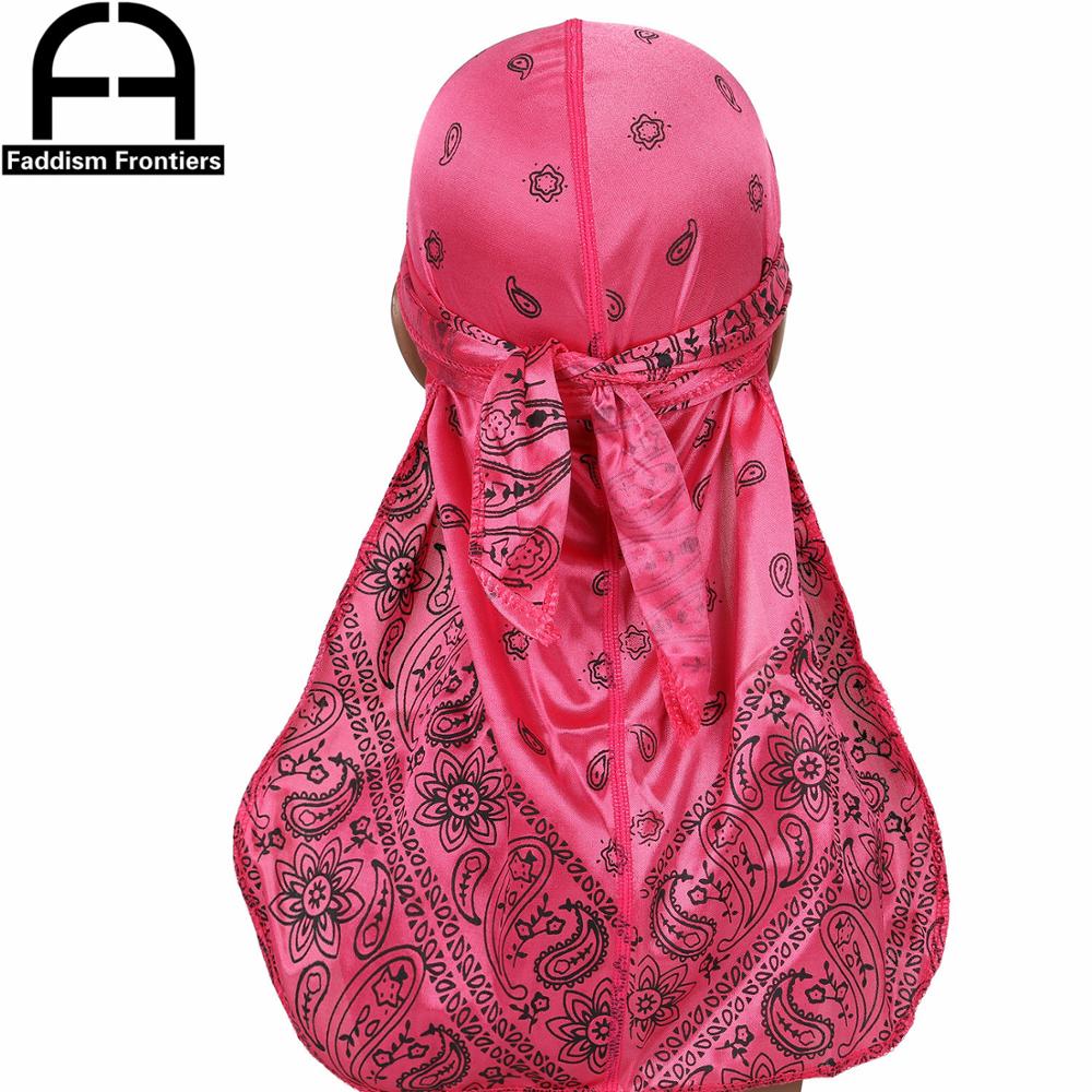 Satin Unisex Cashew Flower Long Tail Durag