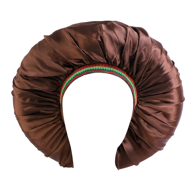 1pc Fashion Women Silk Hair Bonnet Hat Wide Elastic Band