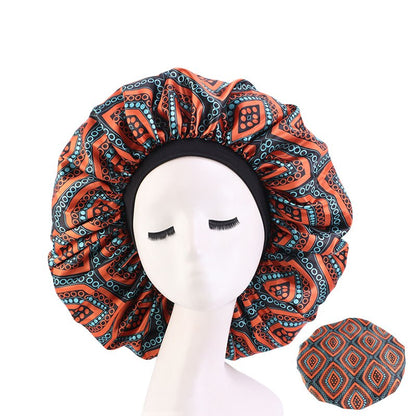 1pc Fashion Women Silk Hair Bonnet Hat Wide Elastic Band