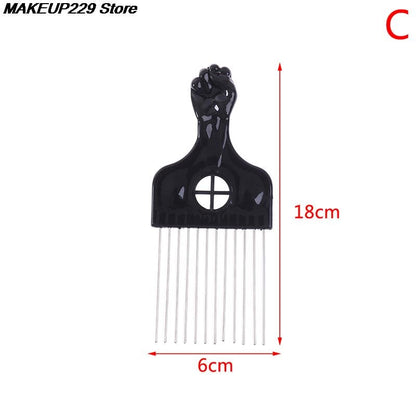 Black Fist Afro Metal Comb African Hair Pik Comb Brush Salon Hairdressing Hairstyle Styling Tool Hair Accessories