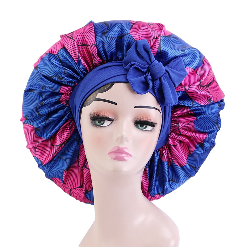 Satin Bonnets Silk Satin Bonnet Cap Night Sleep Hat Hair Bonnets For Women Large Satin Bonnet Silk Hair Wrap Stretchy Tie Band