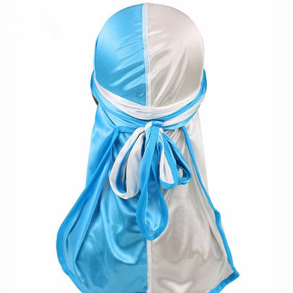 New Silky Two-Tone Durags Bandanas Turban Hat Men Women Unisex Extra Long Tail