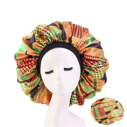 1pc Fashion Women Silk Hair Bonnet Hat Wide Elastic Band