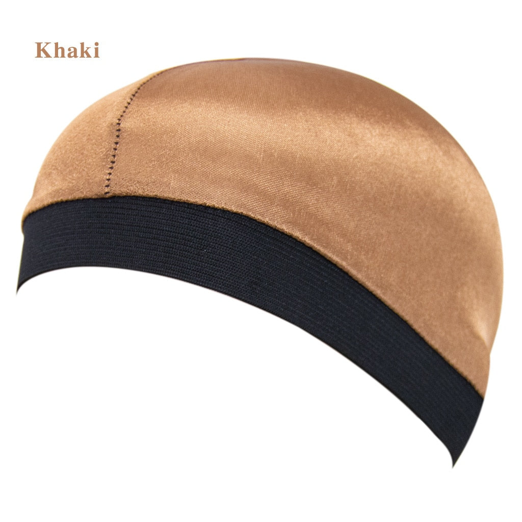 Solid Color Wave Caps With Durag for Men/Women Headwear Soft Elastic Breathable Beanie