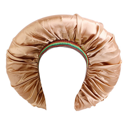 1pc Fashion Women Silk Hair Bonnet Hat Wide Elastic Band