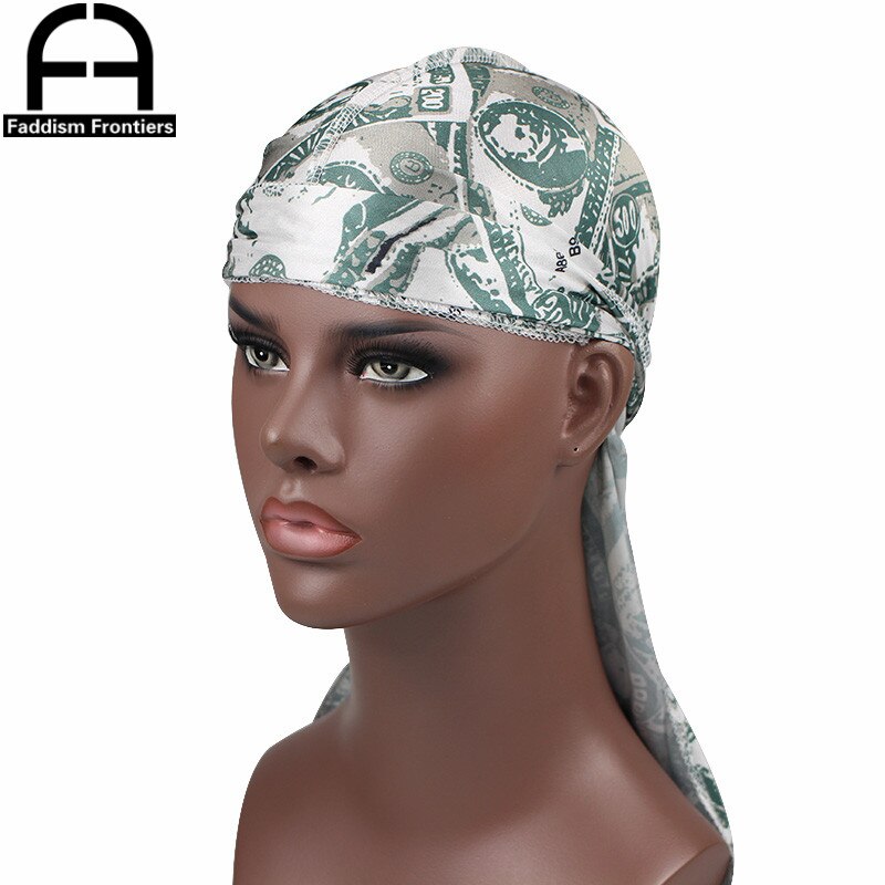 Silky Durag Colorful money Print For Women/Men Long Tail Waves