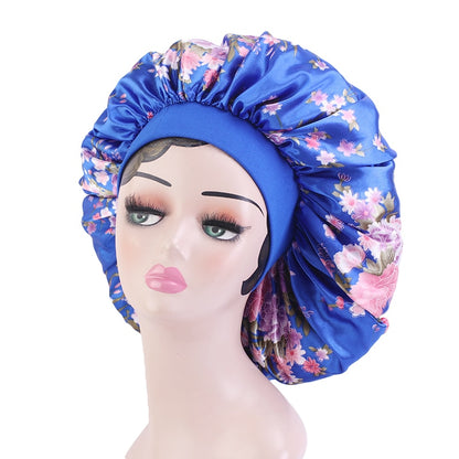 1pc Fashion Women Silk Hair Bonnet Hat Wide Elastic Band