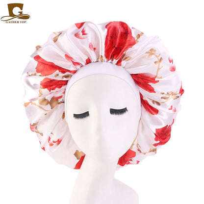 1pc Fashion Women Silk Hair Bonnet Hat Wide Elastic Band