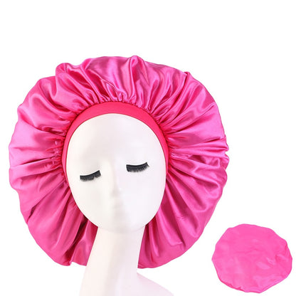 1pc Fashion Women Silk Hair Bonnet Hat Wide Elastic Band