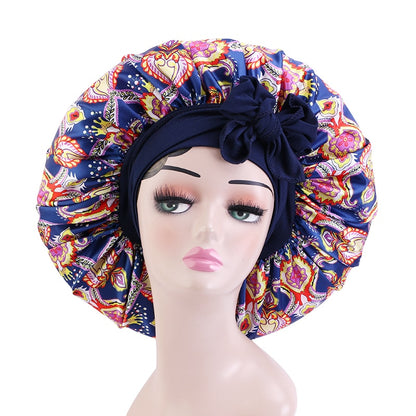 Satin Bonnets Silk Satin Bonnet Cap Night Sleep Hat Hair Bonnets For Women Large Satin Bonnet Silk Hair Wrap Stretchy Tie Band