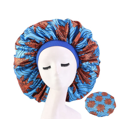 1pc Fashion Women Silk Hair Bonnet Hat Wide Elastic Band