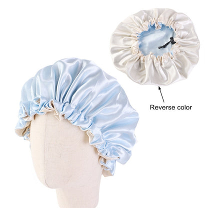 New Reversible Satin Bonnet double layer adjustable size Sleep Night Cap