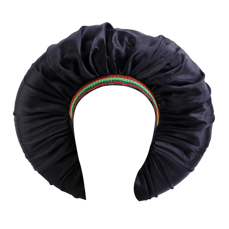 1pc Fashion Women Silk Hair Bonnet Hat Wide Elastic Band