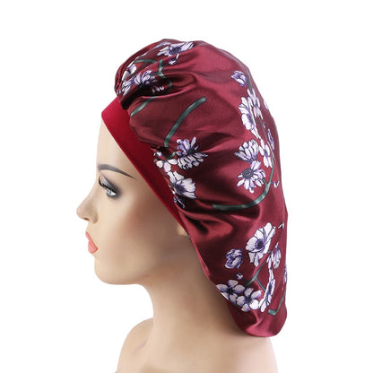 1pc Fashion Women Silk Hair Bonnet Hat Wide Elastic Band