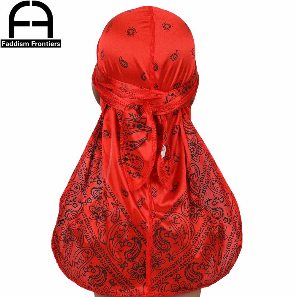 Satin Unisex Cashew Flower Long Tail Durag