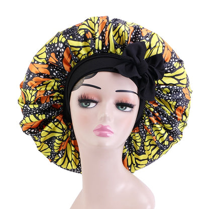 Satin Bonnets Silk Satin Bonnet Cap Night Sleep Hat Hair Bonnets For Women Large Satin Bonnet Silk Hair Wrap Stretchy Tie Band