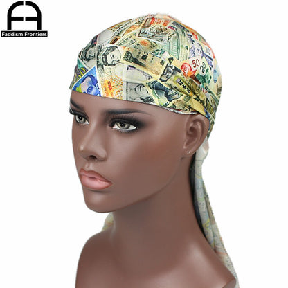 Silky Durag Colorful money Print For Women/Men Long Tail Waves