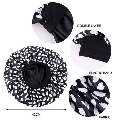 1pc Fashion Women Silk Hair Bonnet Hat Wide Elastic Band