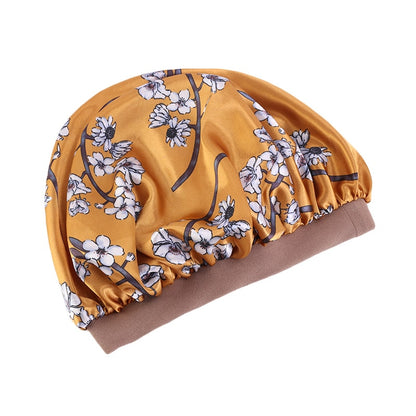 1pc Fashion Women Silk Hair Bonnet Hat Wide Elastic Band