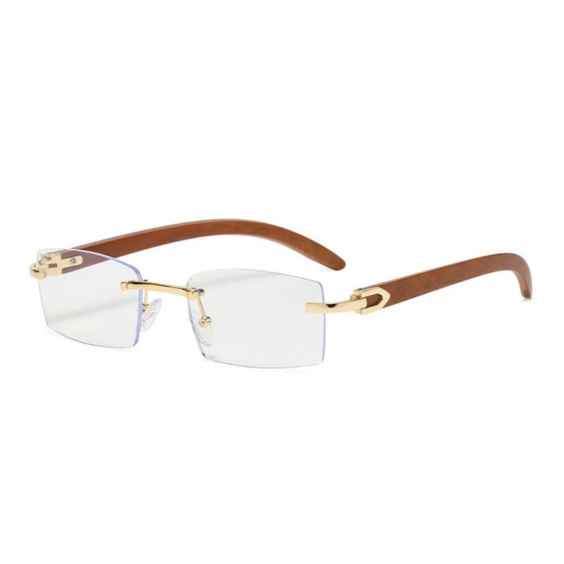 Designer Wood Frames Rimless Black Fashion Sunglasses