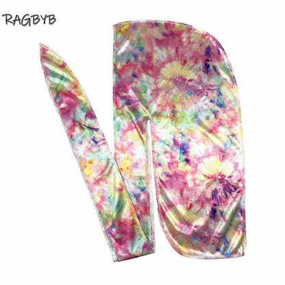 Premuim Tie Dyed Silk Durag Long Tail Men