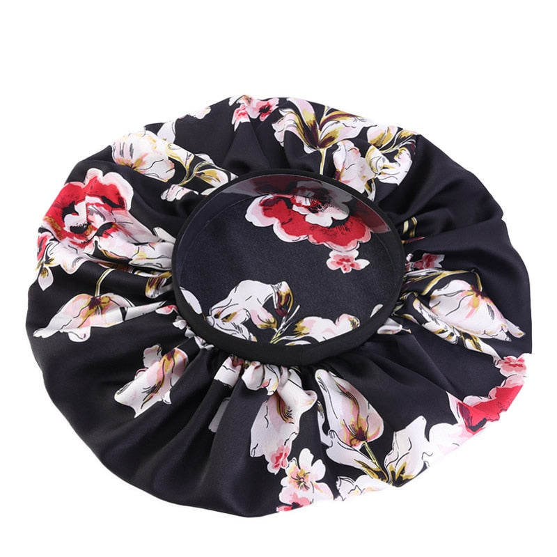 1pc Fashion Women Silk Hair Bonnet Hat Wide Elastic Band