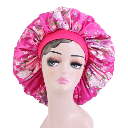 1pc Fashion Women Silk Hair Bonnet Hat Wide Elastic Band