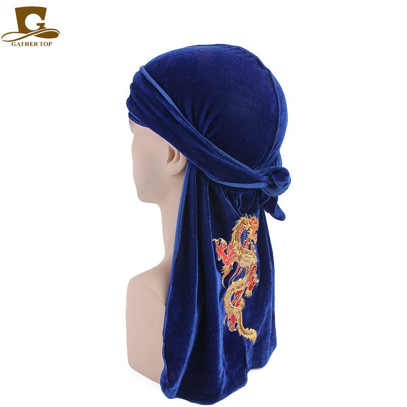 Fashion Unisex Dragon Pattern Velvet Durags Wavey Headwear