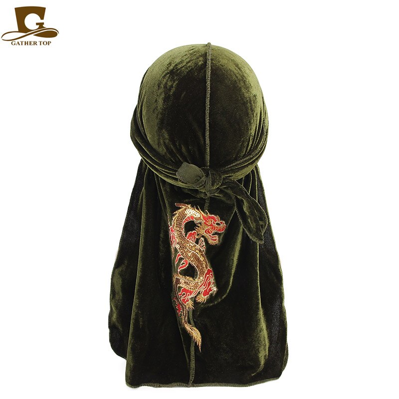 Fashion Unisex Dragon Pattern Velvet Durags Wavey Headwear