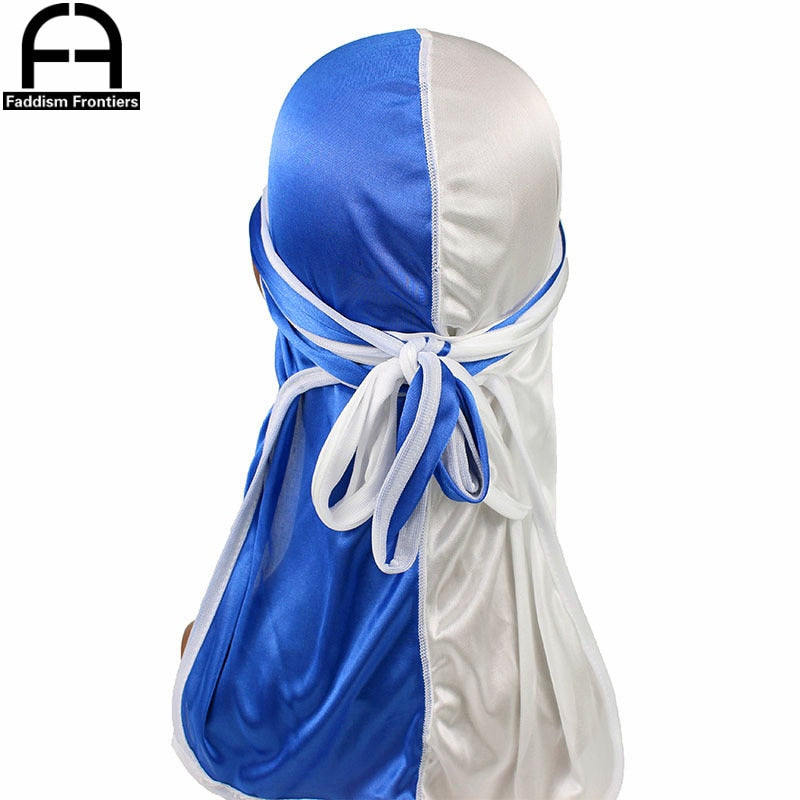 New Silky Two-Tone Durags Bandanas Turban Hat Men Women Unisex Extra Long Tail