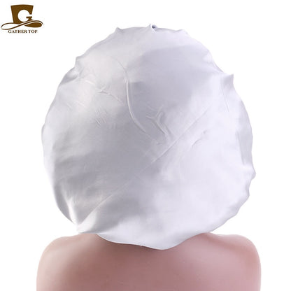 1pc Fashion Women Silk Hair Bonnet Hat Wide Elastic Band