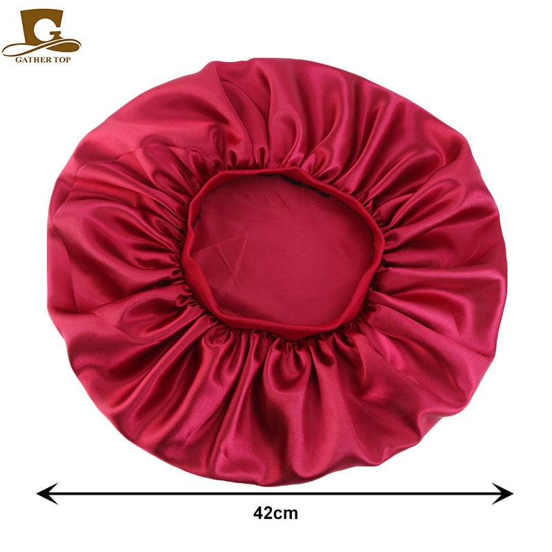 1pc Fashion Women Silk Hair Bonnet Hat Wide Elastic Band