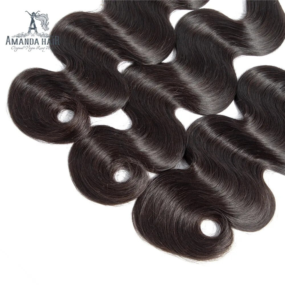 Double Drawn Body Wave 3/4 Bundles Brazilian Virgin Hair Extensions