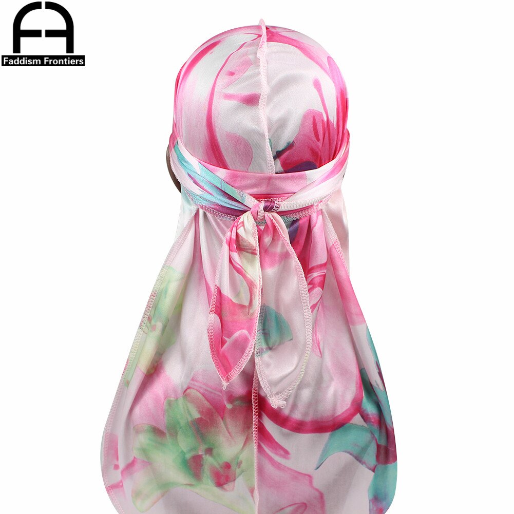 Floral Silky Durag W/Long Straps